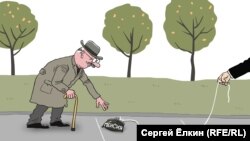 "Pensiya". Karikatura. Rəssam Sergey Elkin